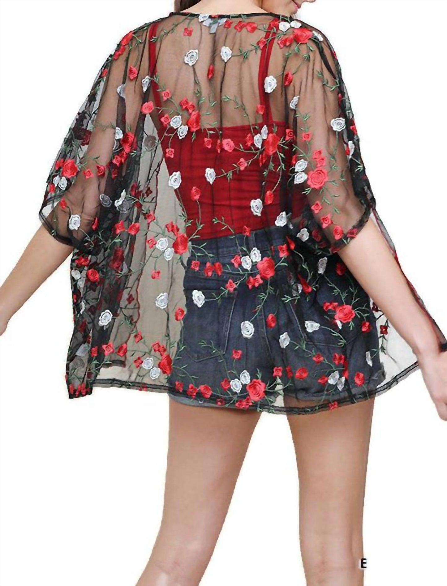 Umgee - Floral Embroidered Sheer Kimono