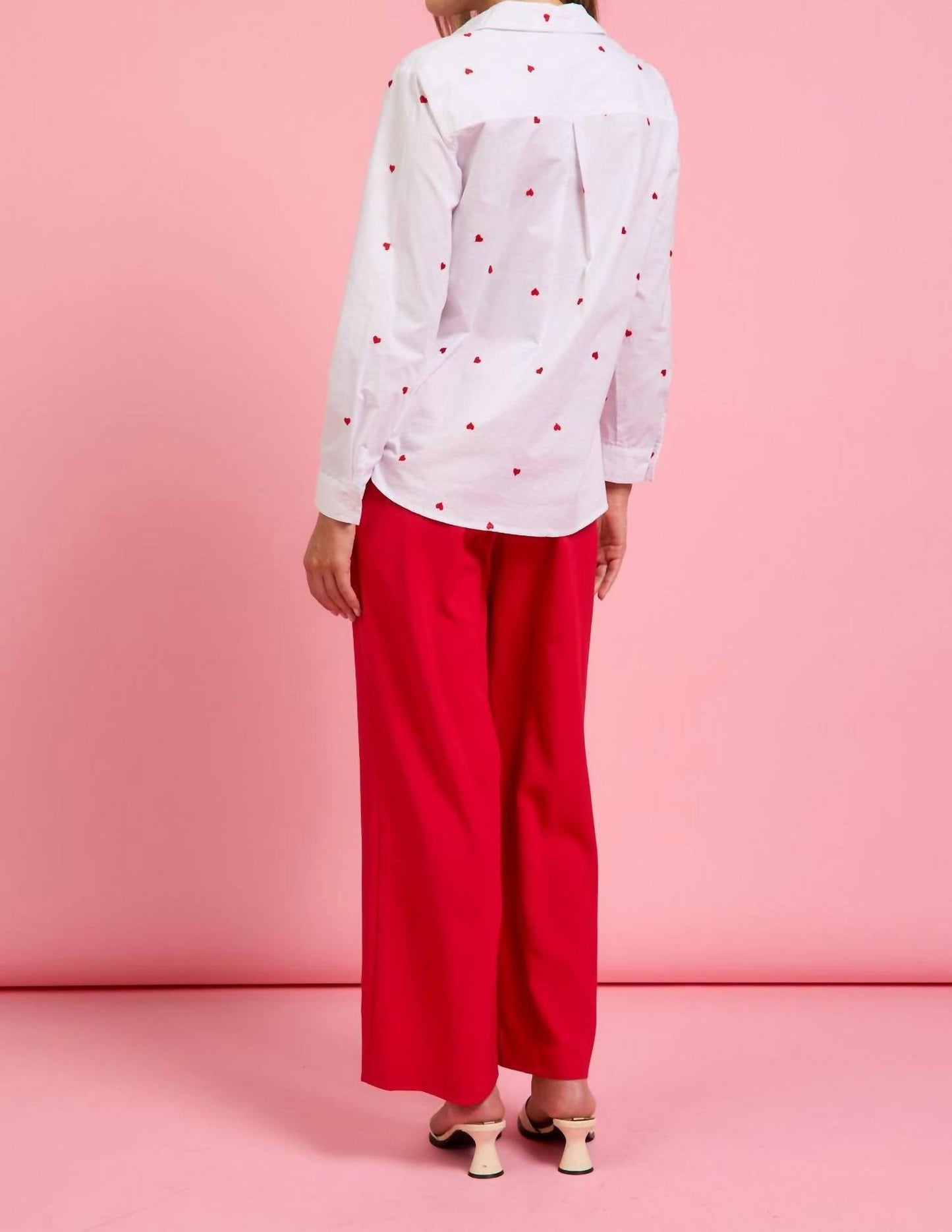 Skies Are Blue - Sweetie Heart Embroidered Button Down Top