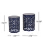 Modern Iron Cut Design End Table Set of 2 - Navy Blue