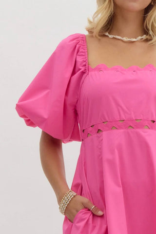 Entro - Puff Sleeve Dress With Cutouts