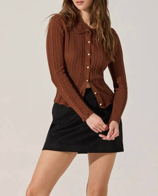 Astr - Ottilie Pointelle Crochet Collar Cardigan