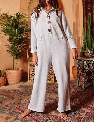 Bucketlist - French Terry Boxy Button Up Jumpsuit
