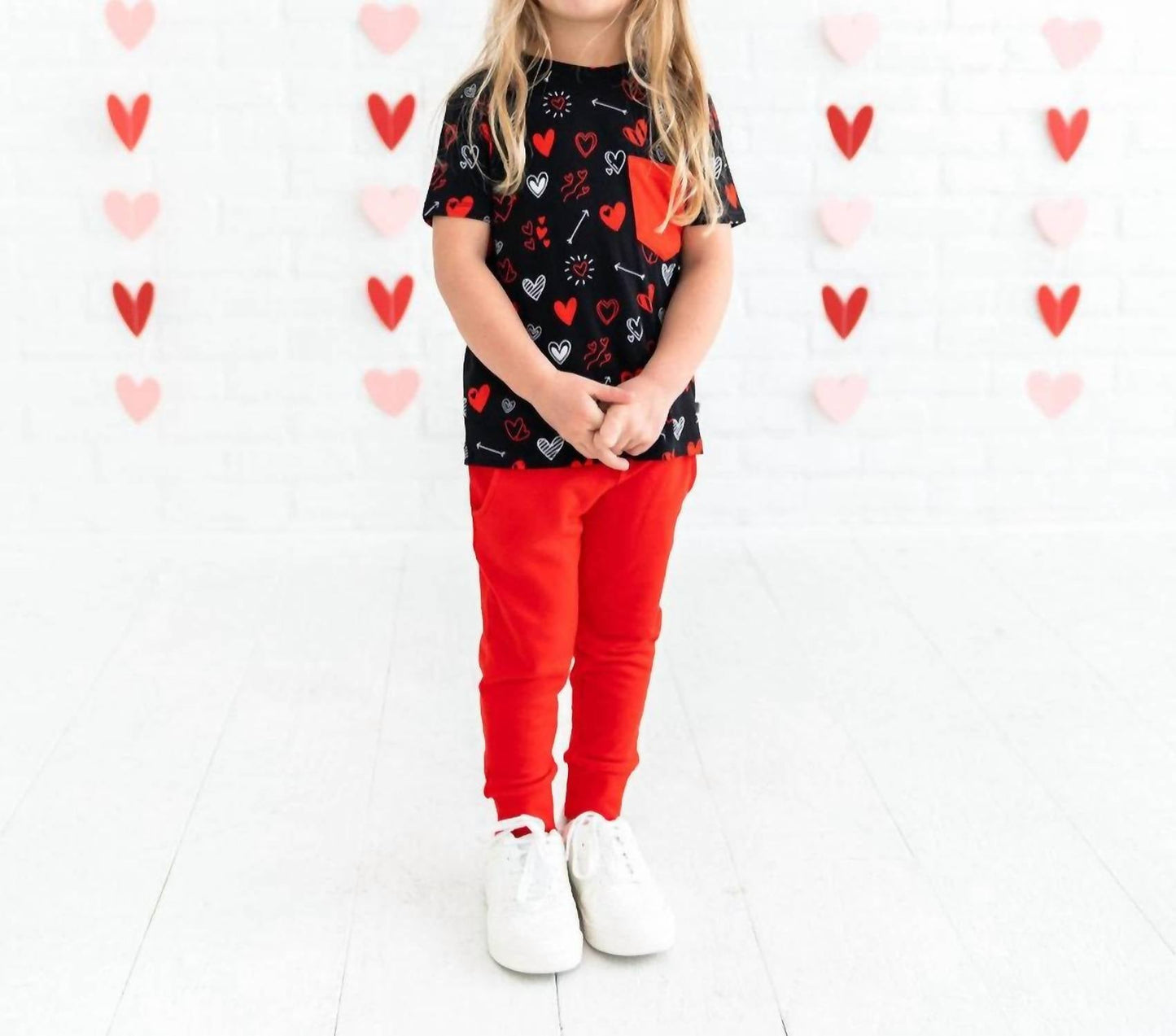Laree + Co. - Heart Doodles Bamboo Pocket Tee + Jogger Set