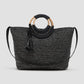 America & Beyond - Women's Lurex Wicker Handle Tote Bag