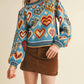 &Merci - Heart Pattern Pullover Sweater