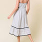 Doe And Rae - Striped Rick Rack Trimmed Tiered Midi Dress