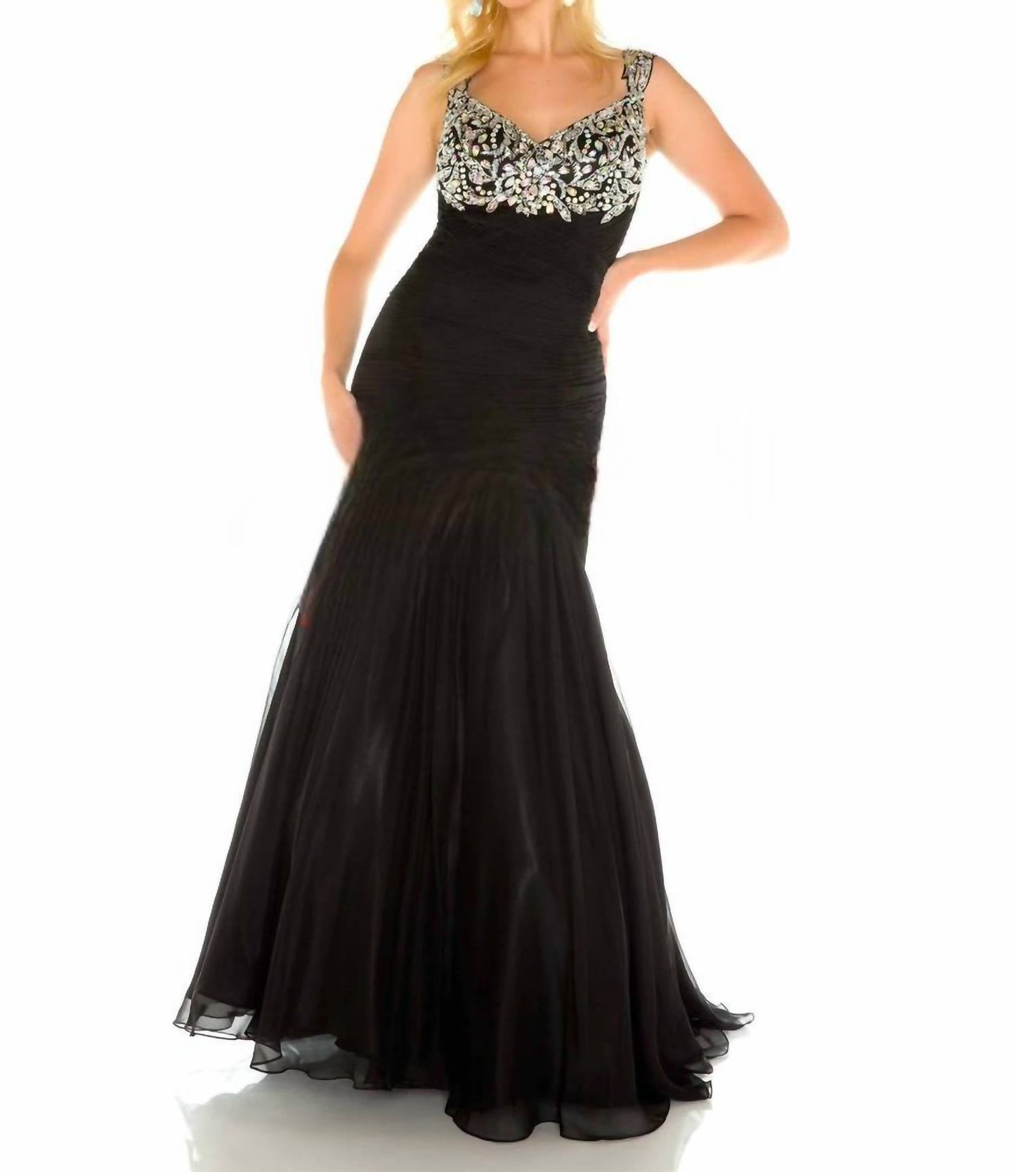 Mac Duggal - Beaded Ruched Bodice Mermaid Gown