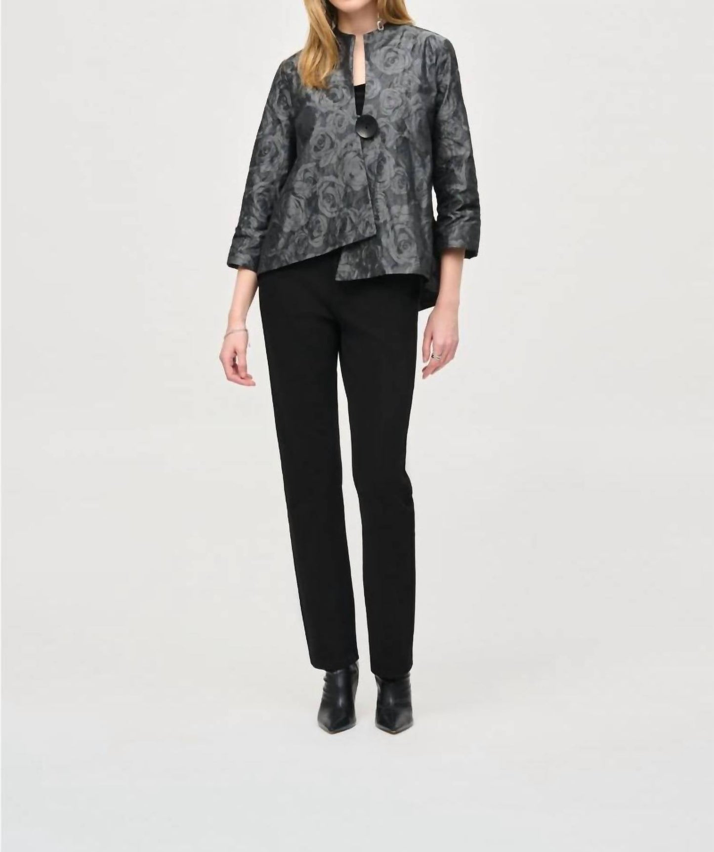 Joseph Ribkoff - Floral Print Asymmetric Swing Jacket