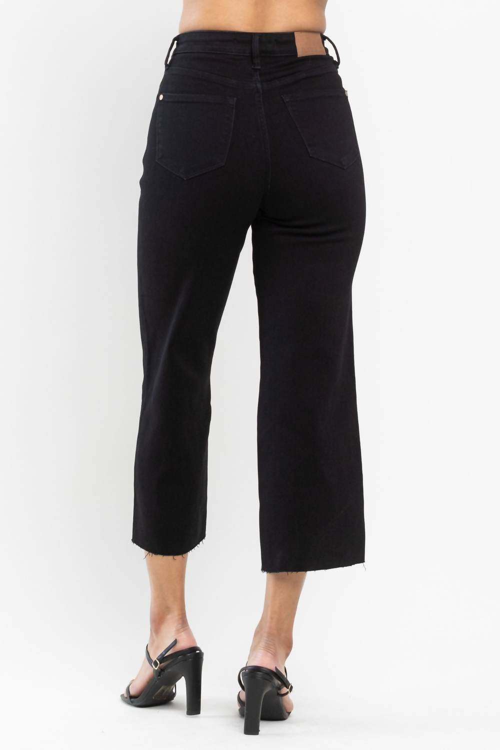 Judy Blue - Tummy Control Raw Hem Crop Wide Leg Jeans