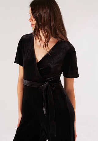 Apricot - Angel Velvet Wrap Jumpsuit