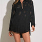 Elan - Erin Eyelet Button Down Cover Up