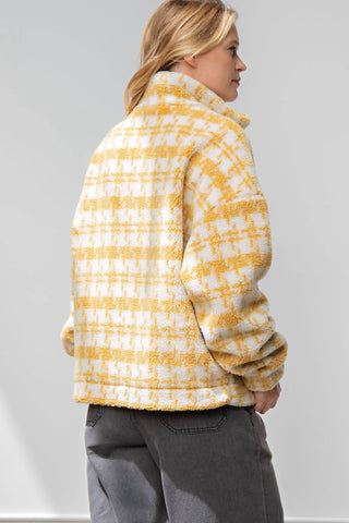 Easel - Printed Faux Fur Zip Up Jacket