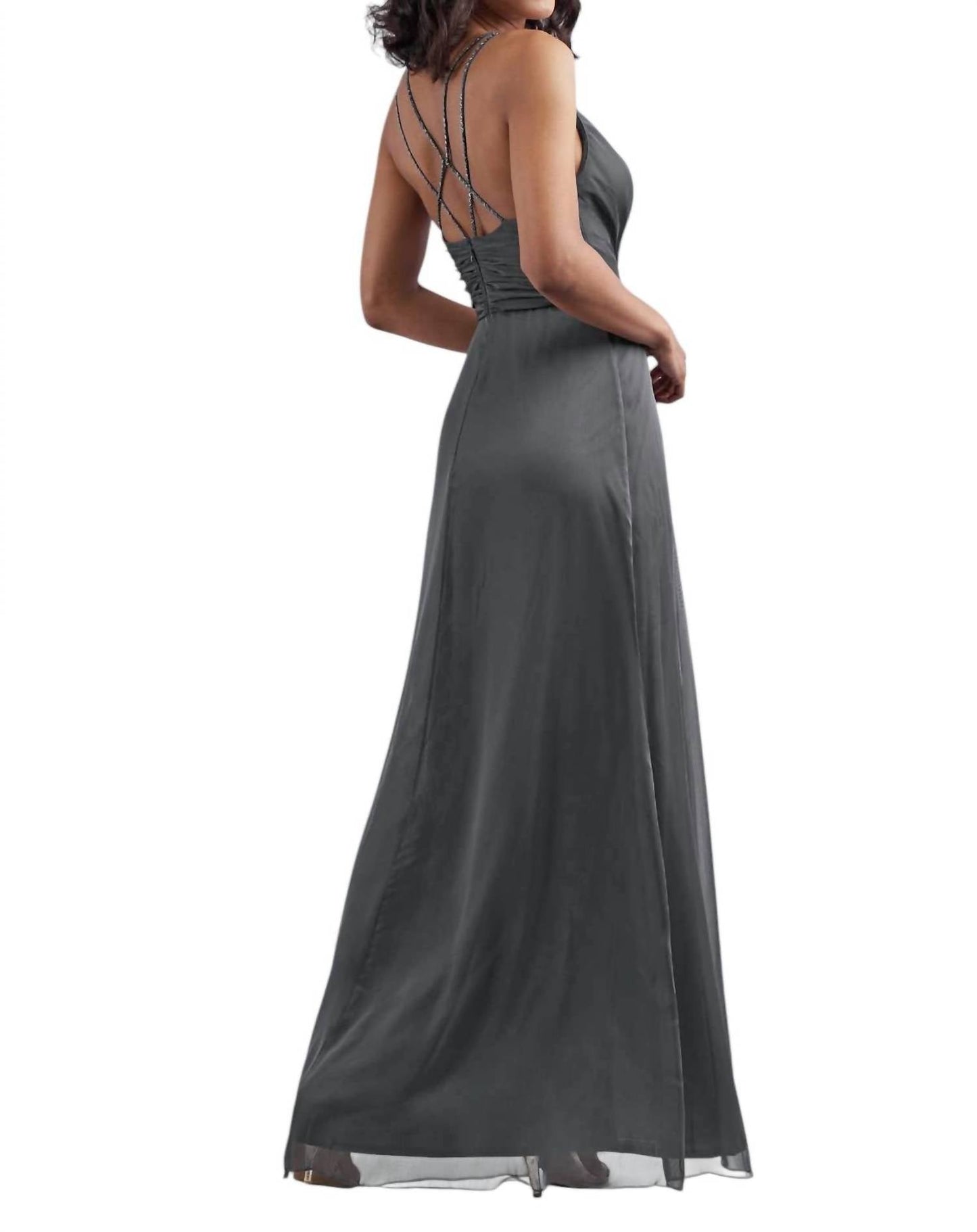 Belsoie - Tiffany Chiffon Long Bridesmaid Dress with V-neckline