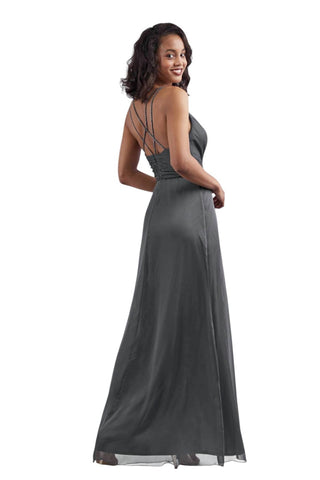 Belsoie - Tiffany Chiffon Long Bridesmaid Dress with V-neckline
