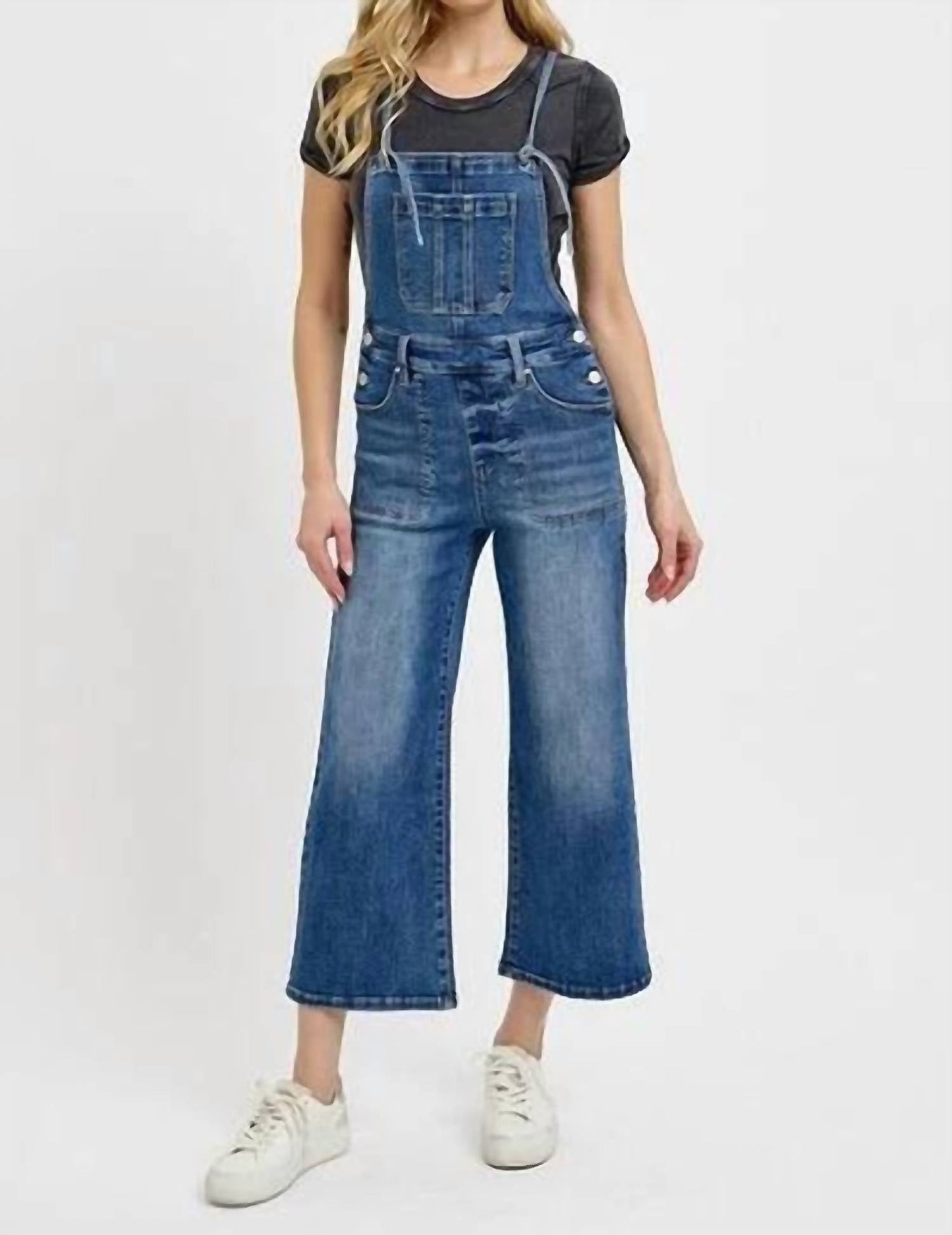 Risen - Knotted Strap Denim Overalls