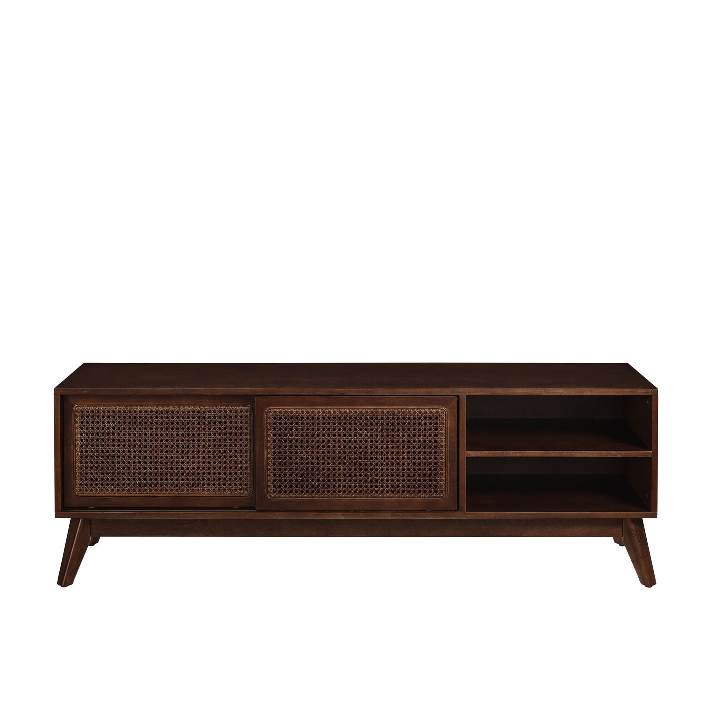 59 Inch Mid Century Modern Rattan TV Stand for 65 Inch TV