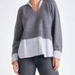 Elan - Stevie Layered Sweater/Striped Shirt Combo