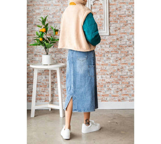 Veveret - Fleece Puffer Sleeve Pullover Top