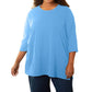 On The Plus Side - Cotton 3/4 Sleeve U-Neck Tee - Plus