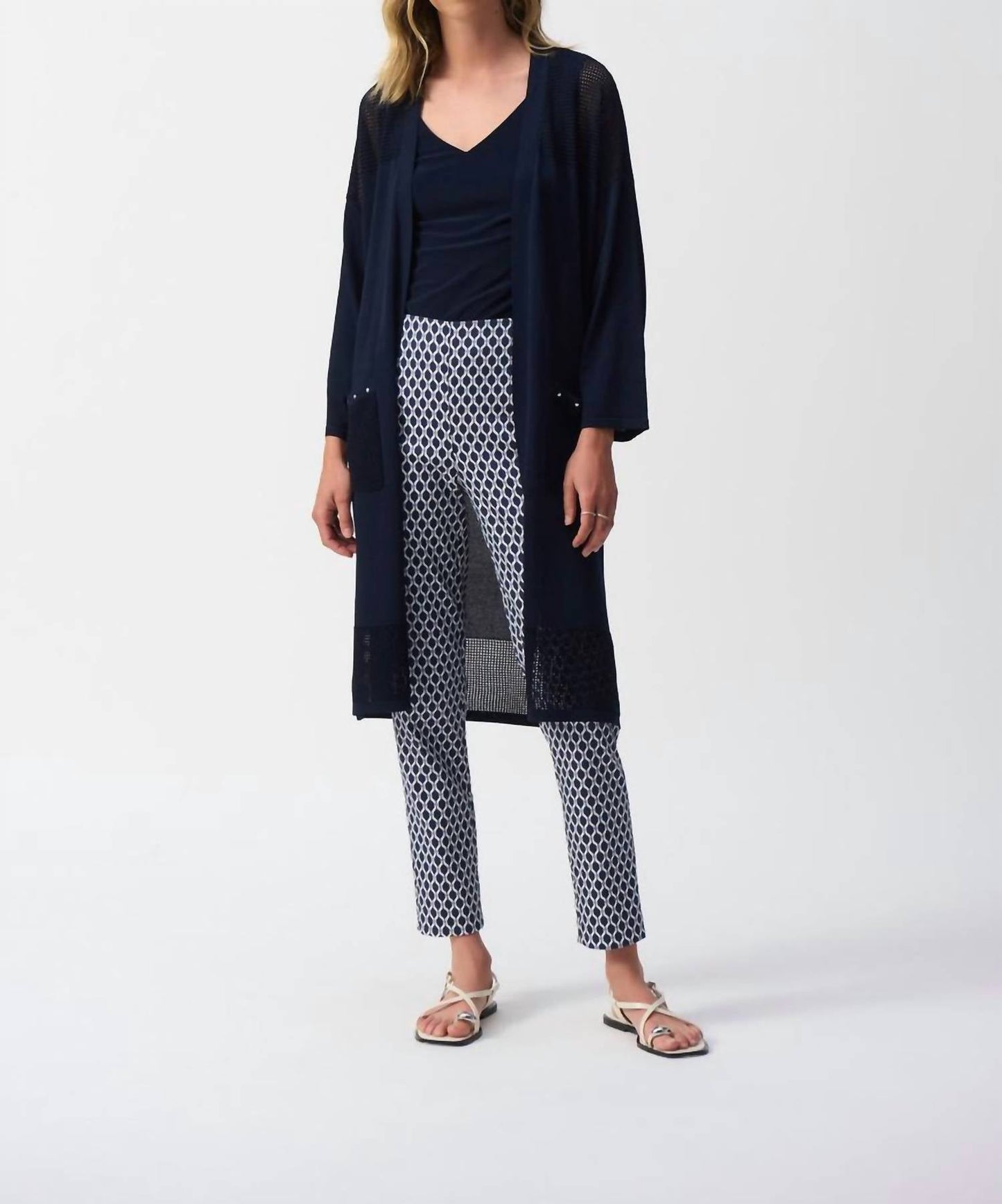 Joseph Ribkoff - Geometric Jacquard Slim Ankle Pant