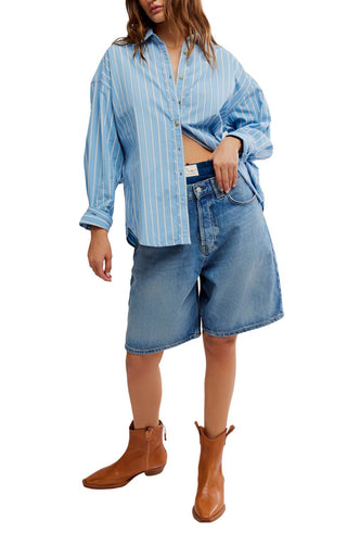 Free People - Varsity Vibes Stripe Oversize Button-up Shirt