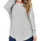 Basic Bae - Chic Ribbed Round Neck Slit Tee
