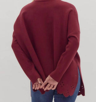 Entro - High Neck Eyelet Sweater