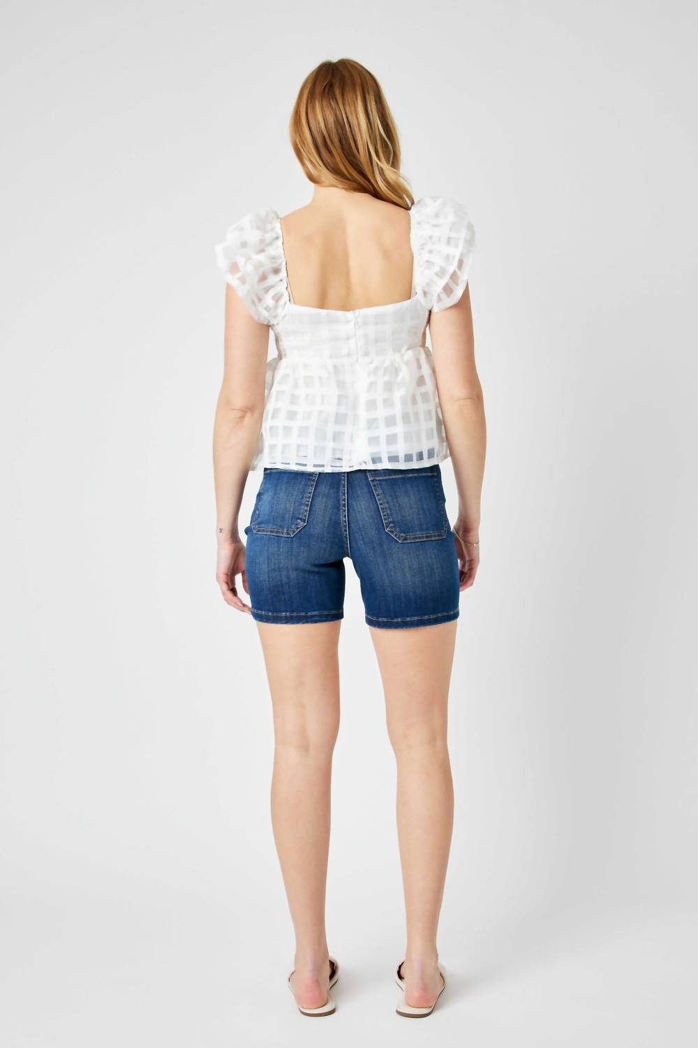 Judy Blue - High Waist Elastic Waist Mid Length Shorts