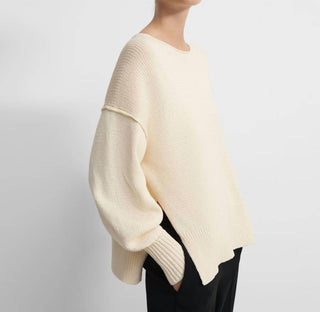 Theory - WOMEN'S COTTON CHAINETTE CHUNKY SLIT SWEATER
