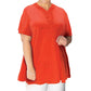 On The Plus Side - Cotton Applique Short Sleeve V-Neck Top - Plus