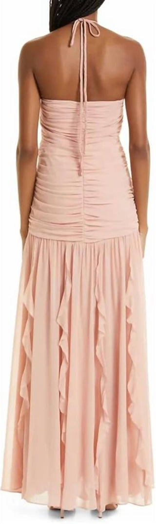 Veronica Beard - Lucine Ruched Silk-crepon Halterneck Maxi Dress