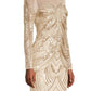 Aidan Mattox - Illusion Crew Neck Bodycon Embellished Mesh Dress