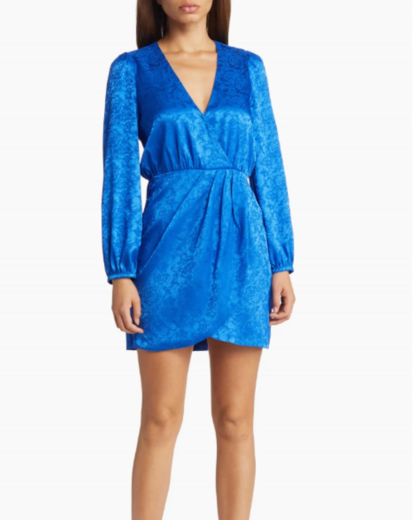 Adelyn Rae - Lindsey Floral Jacquard Faux Wrap Minidress