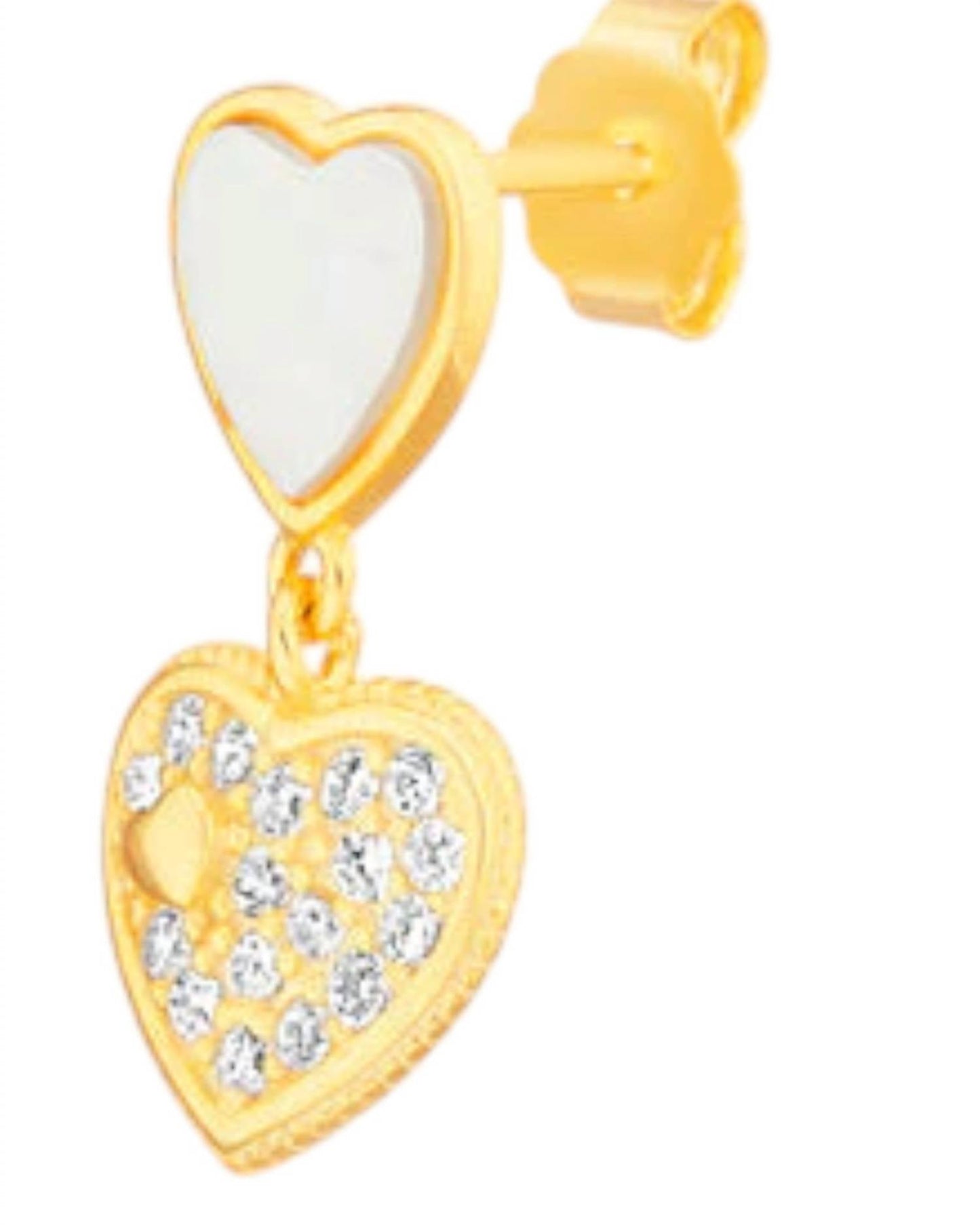 Atlanta Jewelers Supply - Women's Mop Heart Dangling Cubic Zirconia Heart Post Earrings