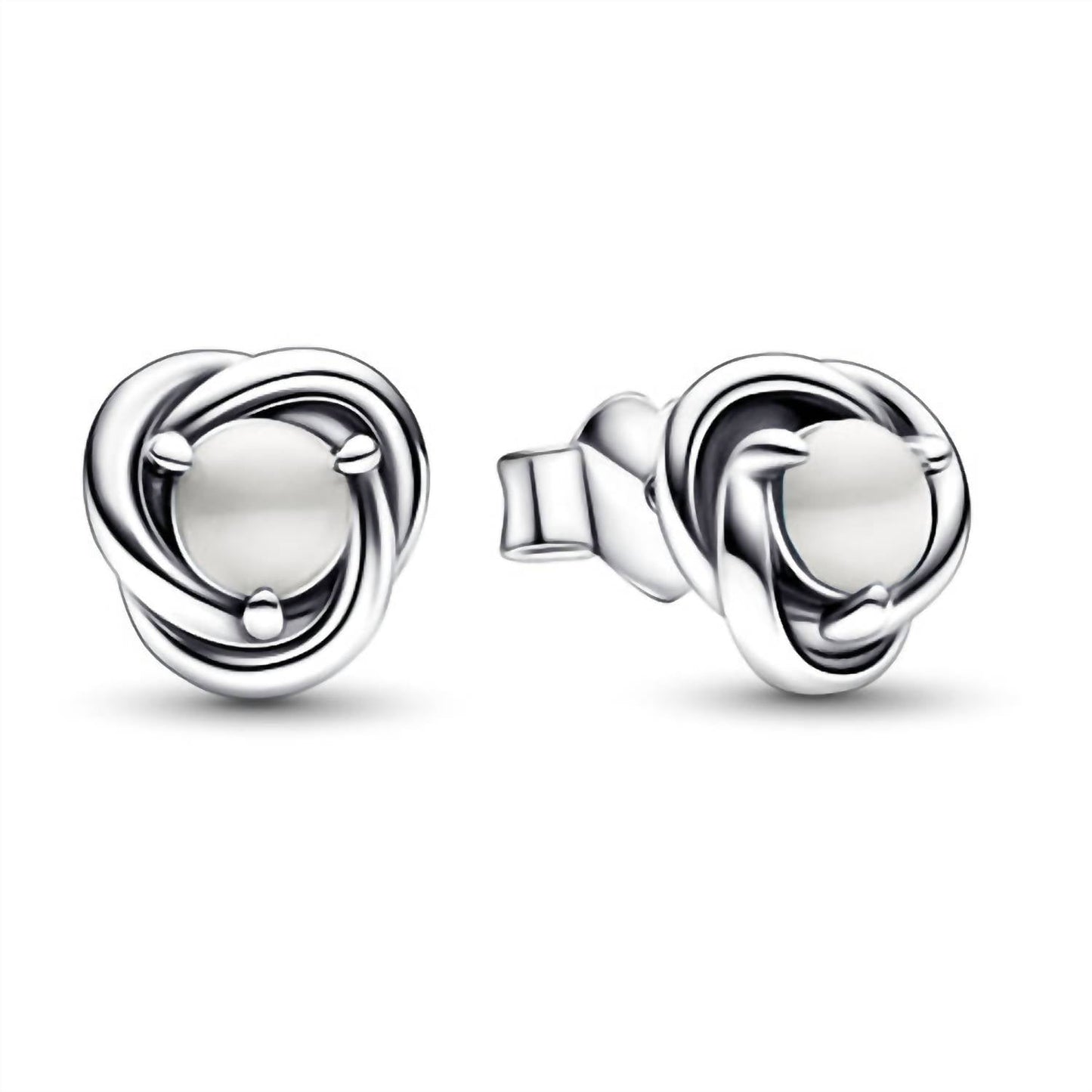 Pandora - Women's June White Mother Of Pearl Birthstone Eternity Circle Stud Earrings