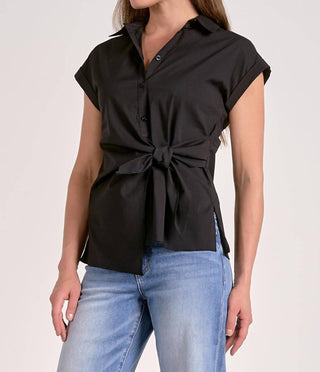 Elan - Button Down Tie Waist Shirt
