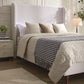 Harper Tall Headboard Upholstered Bed in Textured Ivory Canvas
