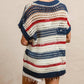 Bibi - Stripes Drop Shoulder Open Knit Top