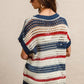 Bibi - Stripes Drop Shoulder Open Knit Top