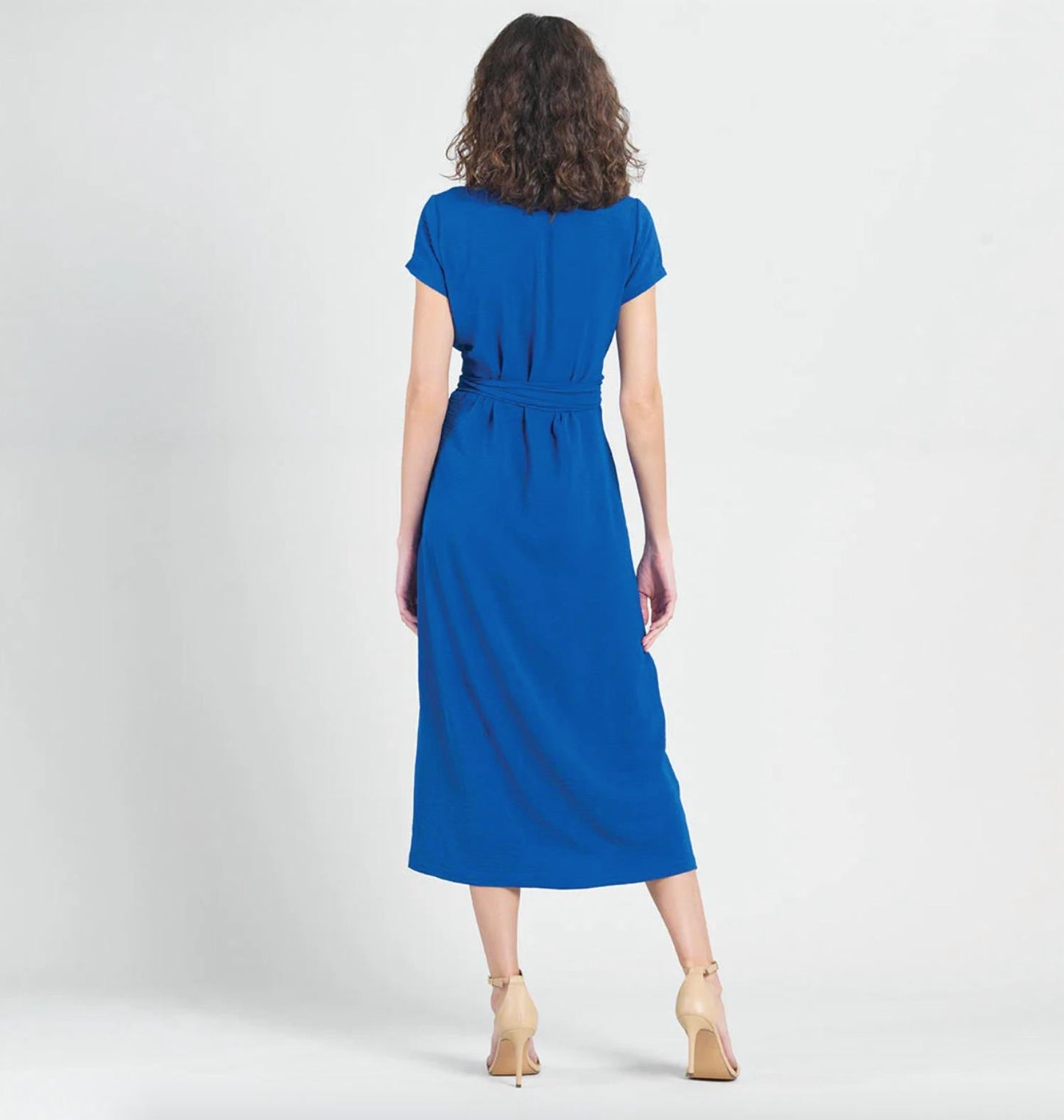 Clara Sun Woo - Wrap Overlay Center Tie Midi Dress