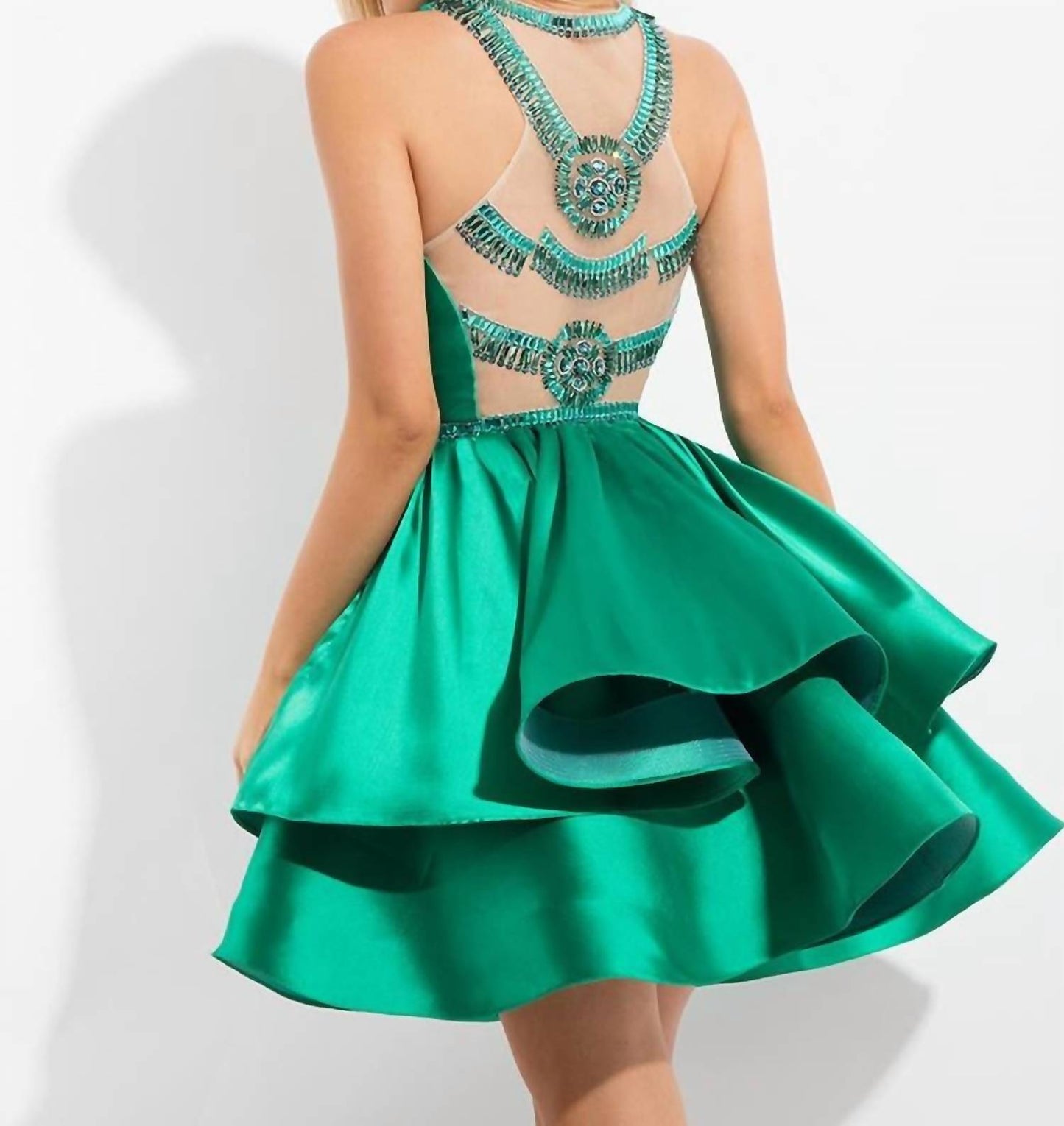 Rachel Allan - Beaded Mikado Short Cocktail Dress