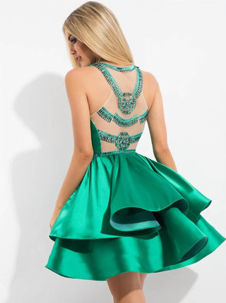 Rachel Allan - Beaded Mikado Short Cocktail Dress