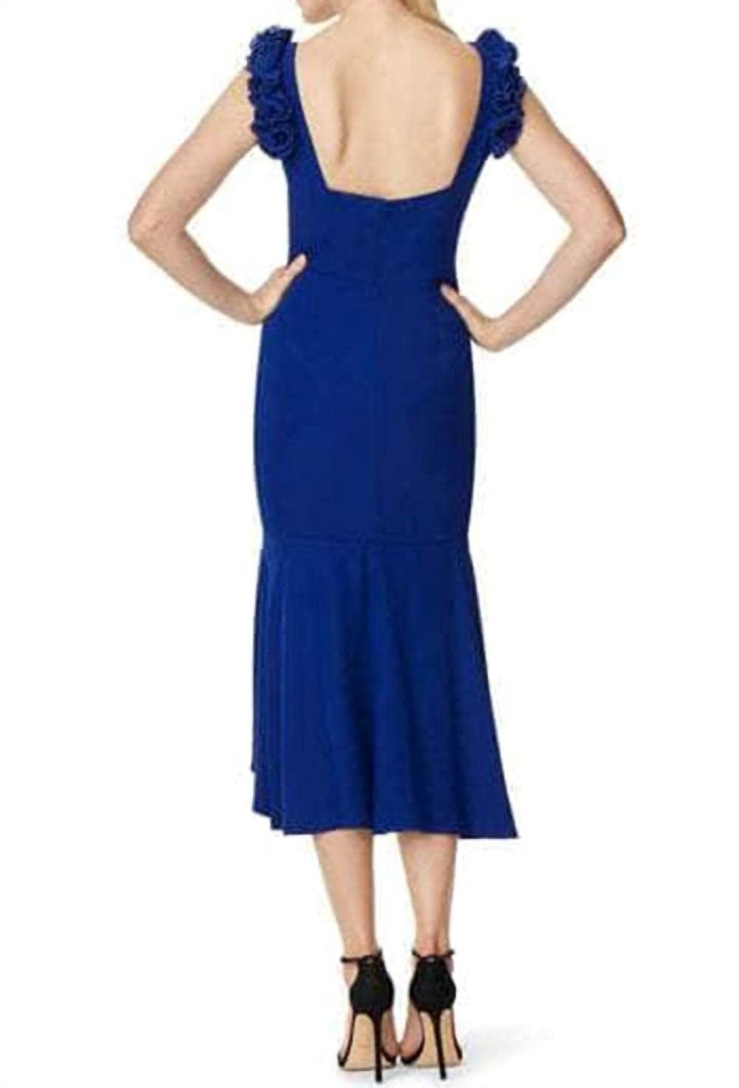 Aidan Mattox - Ruffled Shoulder Sleeveless Crepe Dress