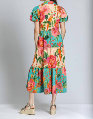 Apny - Mixed Print Long Tiered Dress