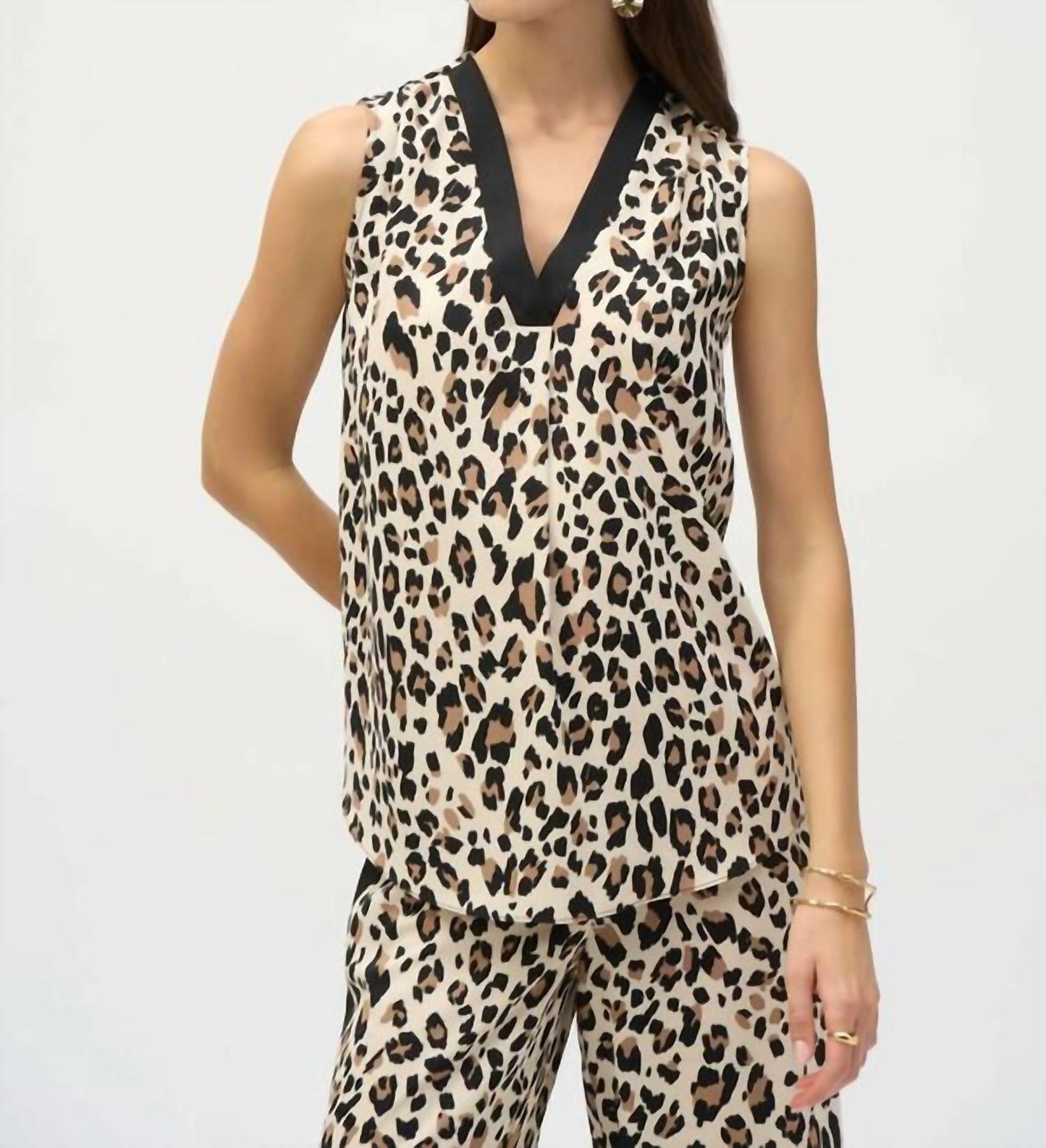 Joseph Ribkoff - Leopard V-neck Sleeveless Pullover Top