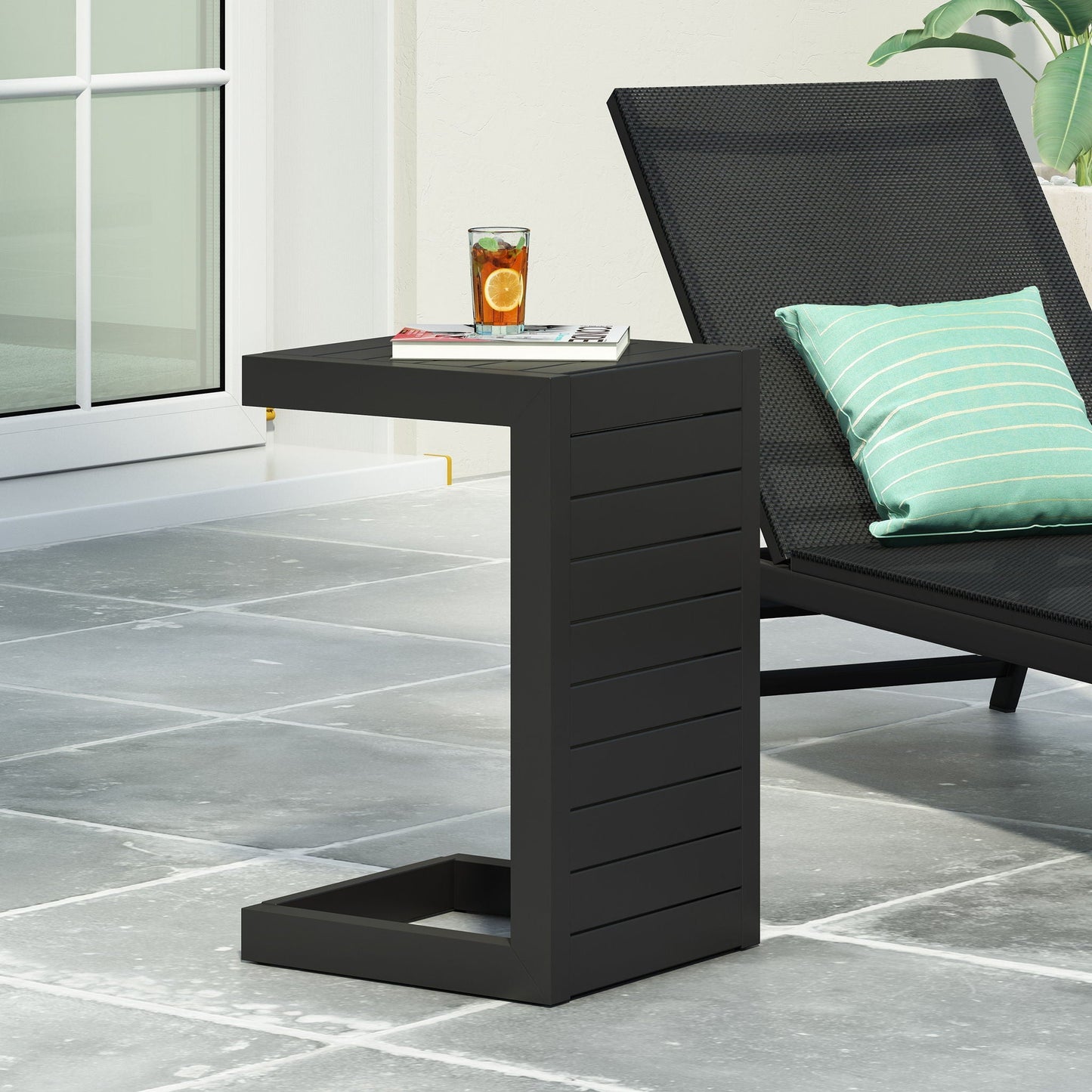 Aluminum Outdoor C-Shaped Side Table for Patio