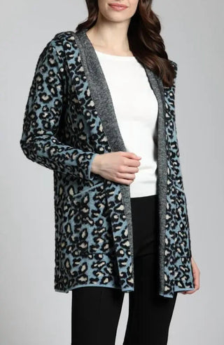 Apny - Leopard Print Hooded Sweater Coat