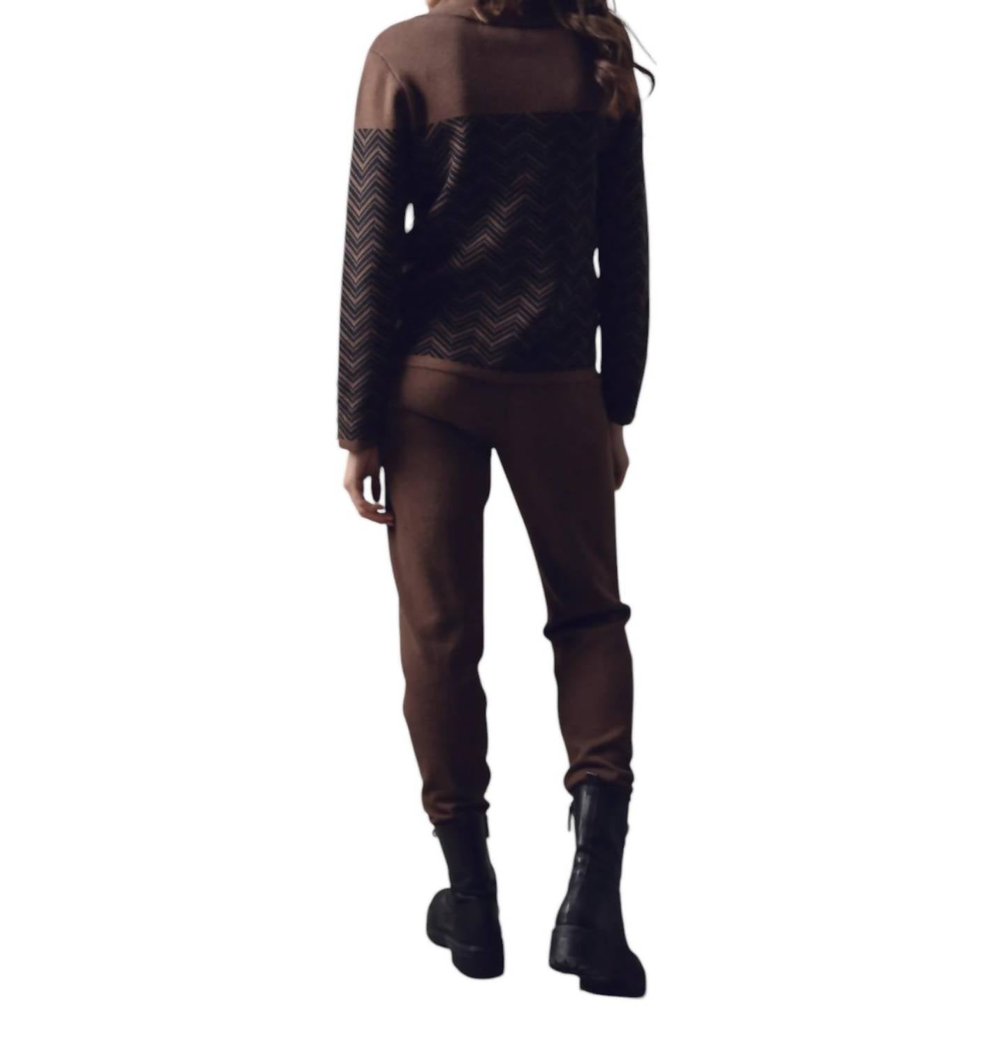 Marble - Chevron Cowl Neck Sweater