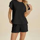 Double Take - Sleek Texture T-Shirt and Shorts Set