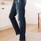 Judy Blue - Mid Rise Bleach Splash Distressed Boyfriend Jeans